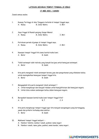 Sejarah tempat tinggal ( unit 4)
