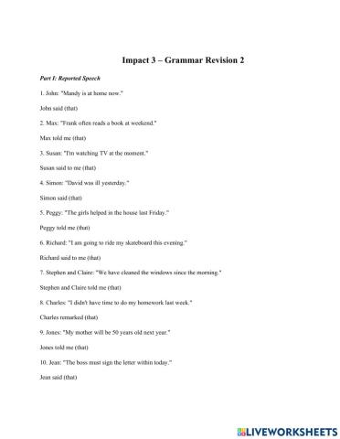 Impact 3 - Grammar revision 2