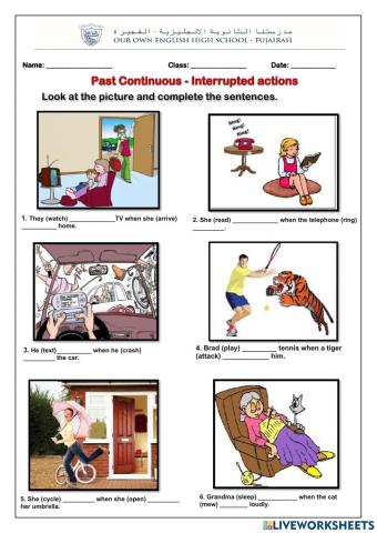 Past continuous - interrupted actions