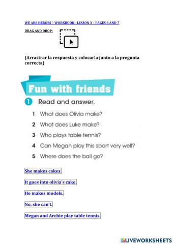 We are heroes 3 workbook - pages 6 and 7