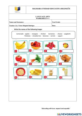 Worksheet about Food and Do you like...?