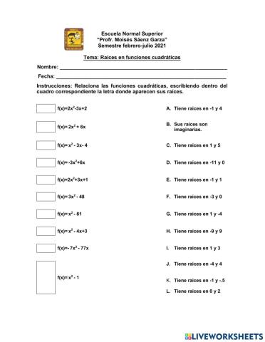 Raíces de ecuaciones cuadraticas