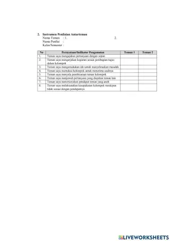 Penilaian sikap antar teman