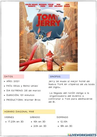 Comprensió lectora TOM JERRY