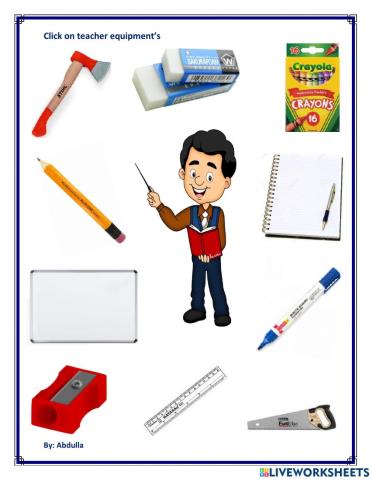 Click on teacher equipments