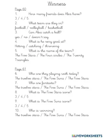 Story fun 2 - Winners