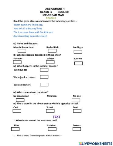 Worksheet- ice-cream man