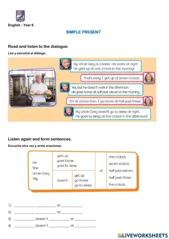 Simple present: affirmative form and negative form