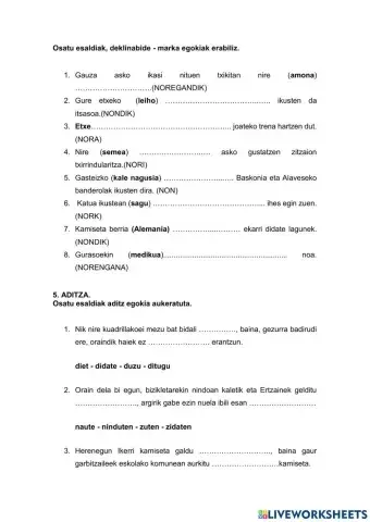 Deklinabidea + aditza