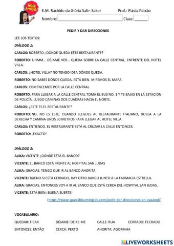 Dar y pedir direcciones