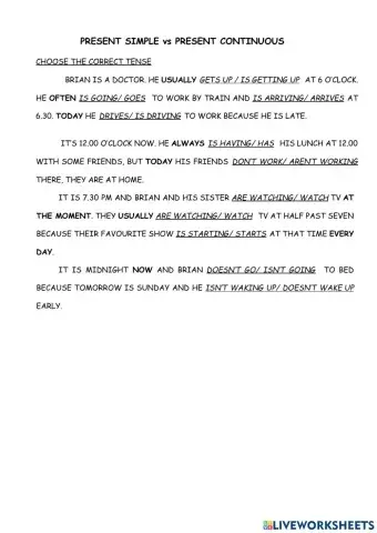 Present Simple vs Present Continuous