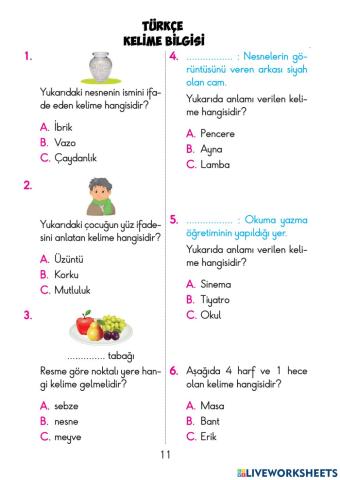 TEST-Türkçe Kelime Bilgisi