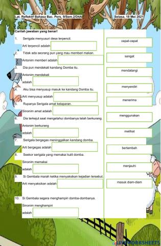 Latihan Reflektif Bahasa Bacaan Perseptif 9