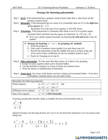 Factoring Polynomials