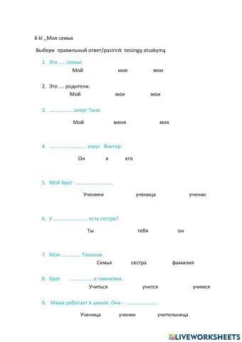 РКИ Моя семья