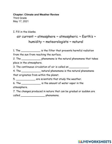 Chapter: Climate and Weather Review