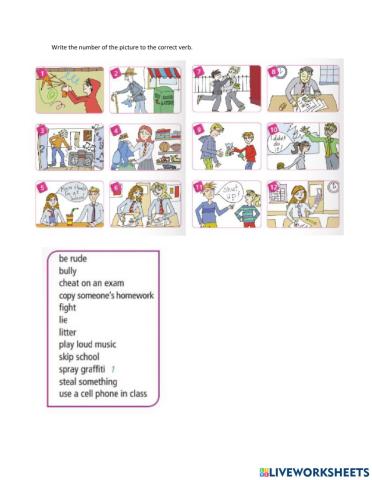 Teen Misbehavior vocabulary