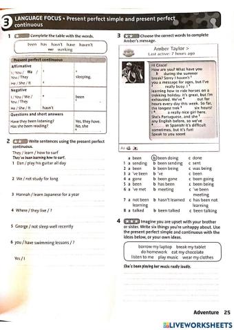 Present perfect continuous