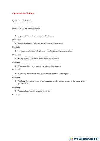 Introduction to Argumentative Writing