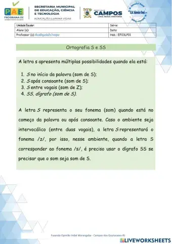 Ortografia com S e SS.