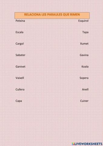 Relaciona les paraules que rimen 2