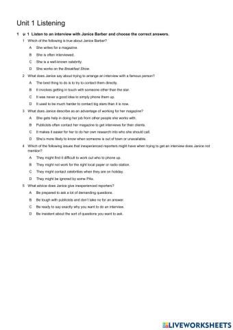 Solutions upper-int listening test 1