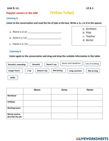 12A- Popular careers in UAE- L1-2- Listening