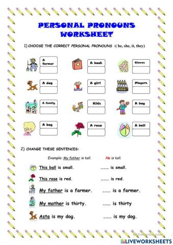 Pronouns worksheet