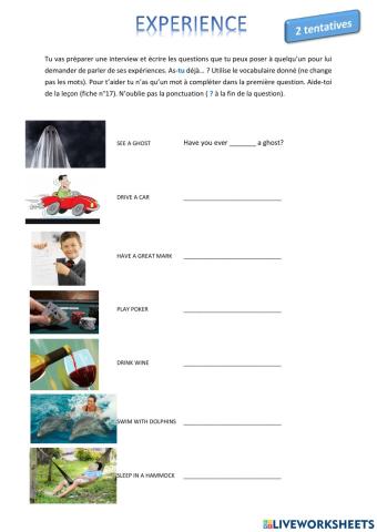 4eme U3 - Questions - experience