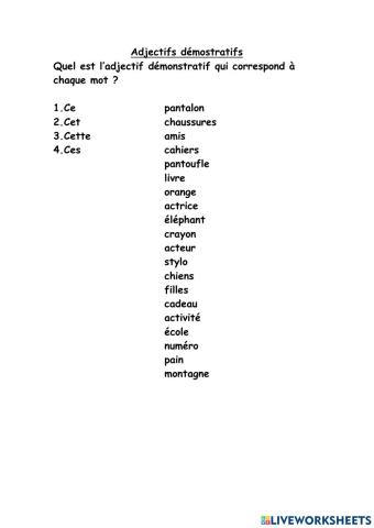 Adjectif démonstratifs