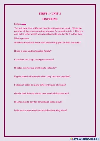 Unit 2 gold- listening