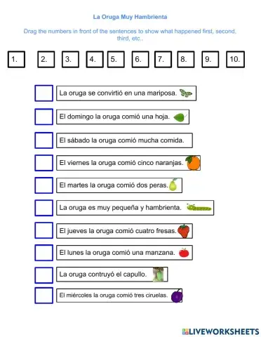 La Oruga Muy Hambrienta story sequence