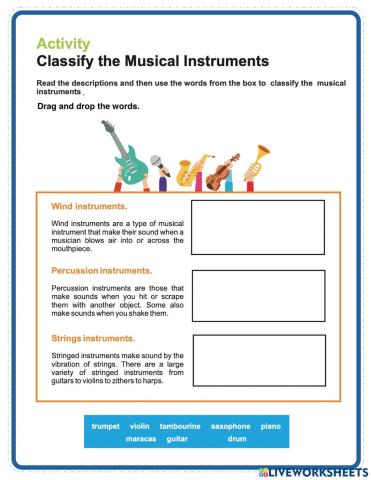 Classify the musical instruments