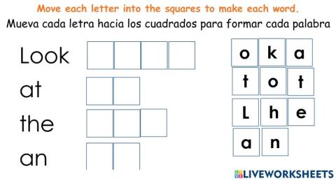 Sight words look, at, the , an