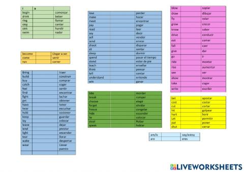 Irregular verbs