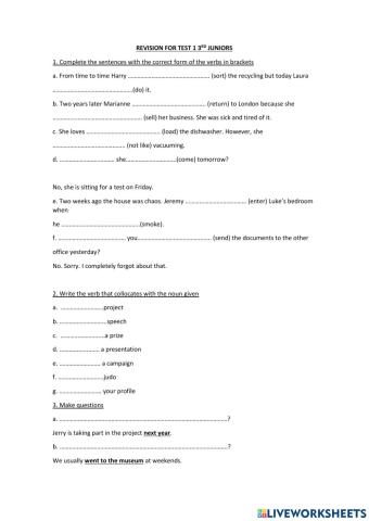 3rd Jrs revision for test 1