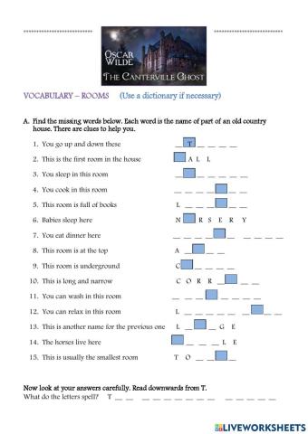 The Canterville Ghost - Vocabulary- Rooms