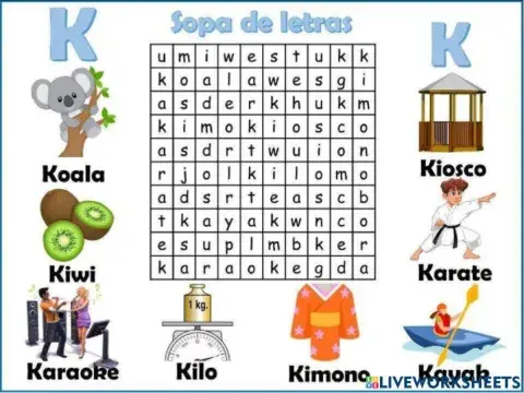 Sopa de letras Letra K