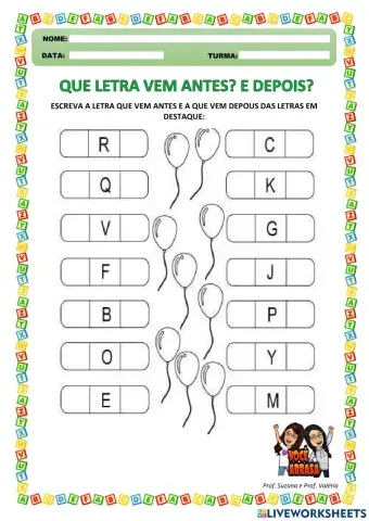 Que Letra Vem Antes? E Depois?