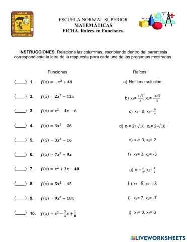 Raíces de Funciones Cuadráticas