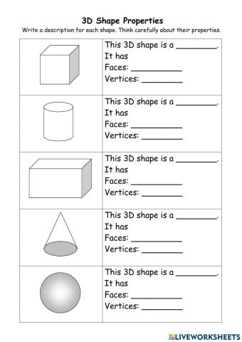 3D shapes properties