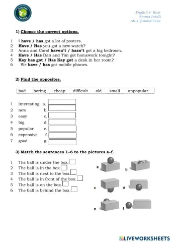 Next Move 1 - Unit 1 Test (Emma)