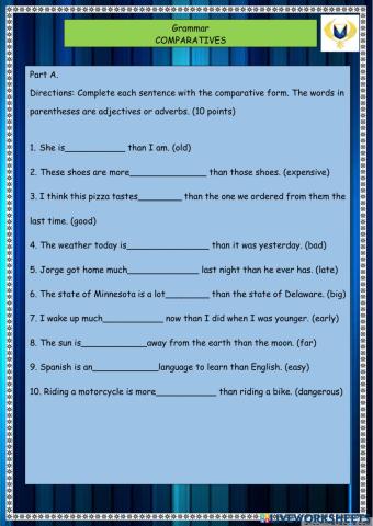 Grammar comparatives and superlatives