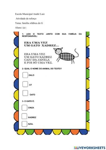 Atividade de reforço