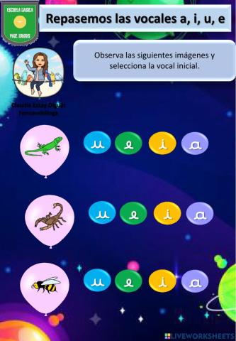 Repaso vocales a, u , i , e