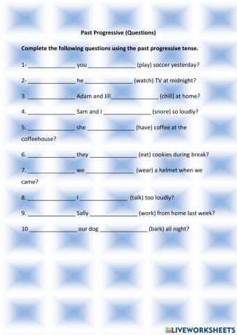 Past Progressive (Questions)