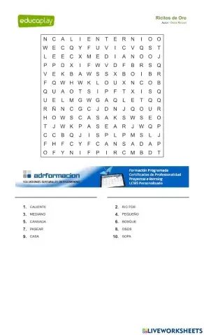 Sopa de letra ricitos de oro