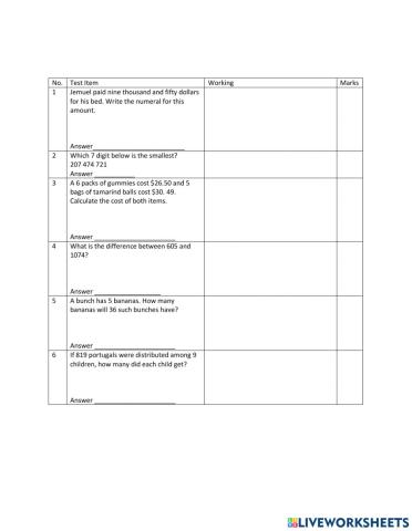 Mathematics Evaluation