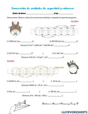 Conversión de unidades de capacidad y volumen