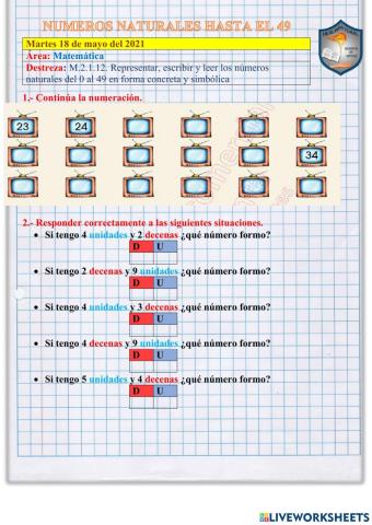 Numeros naturales hasta el 49